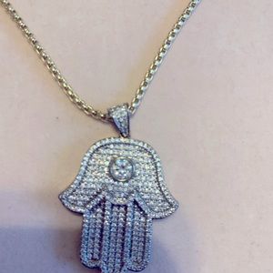 COPY - Stainless steel /CZ hamsa pendant and chain